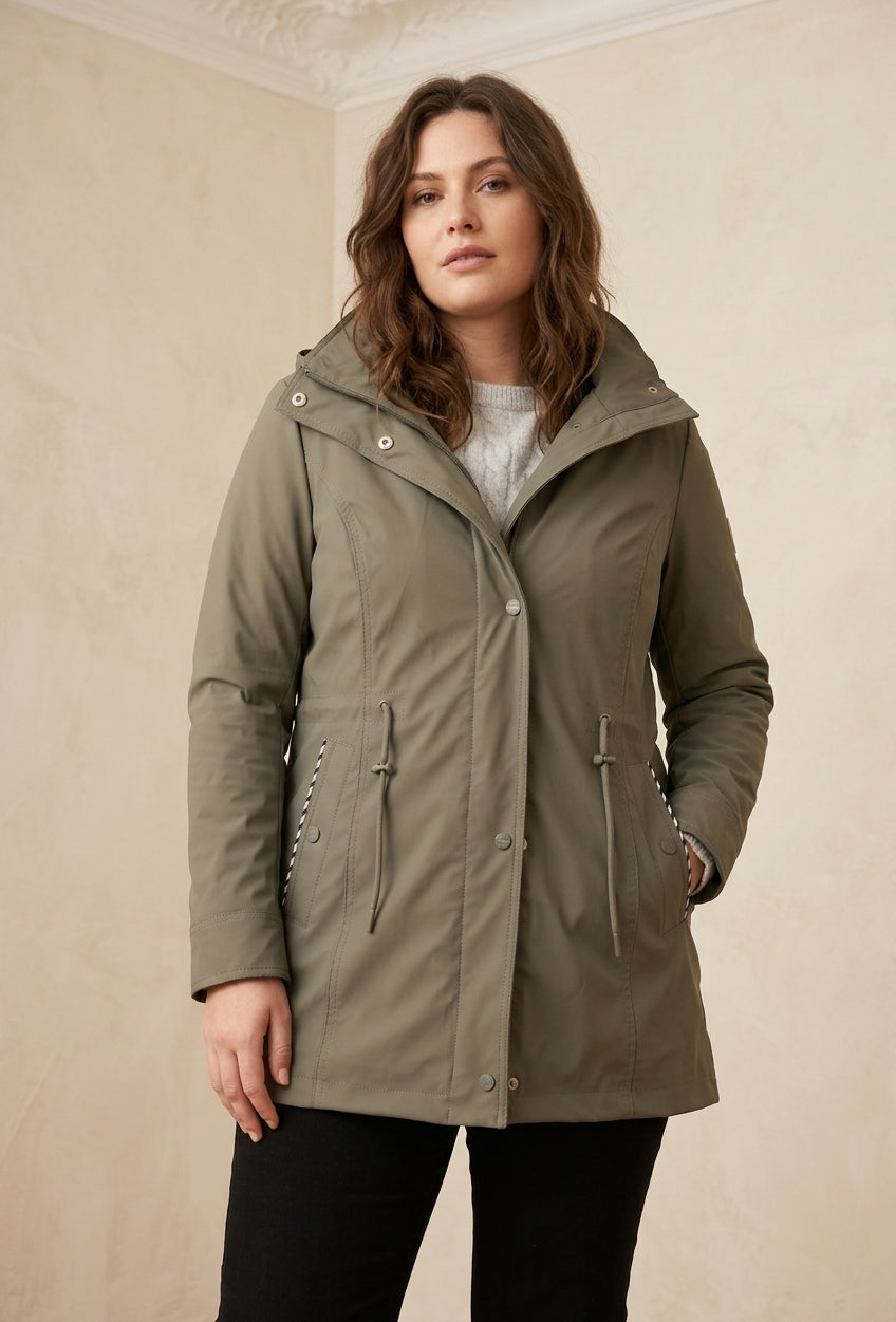 Veste Imperméable Femme Doublure Rayée à Capuche – WM361