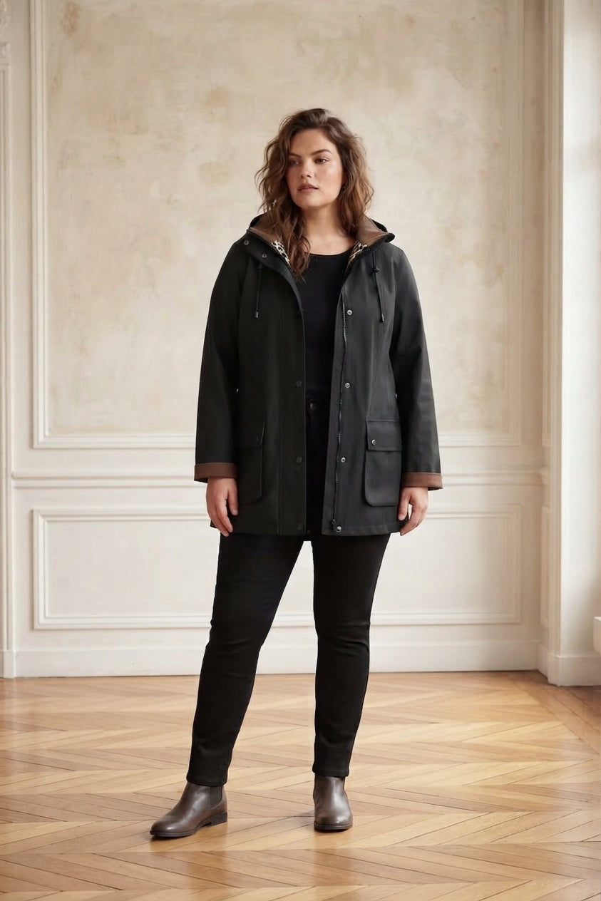 Veste Imperméable Femme Doublée Léopard à Capuche – WB708