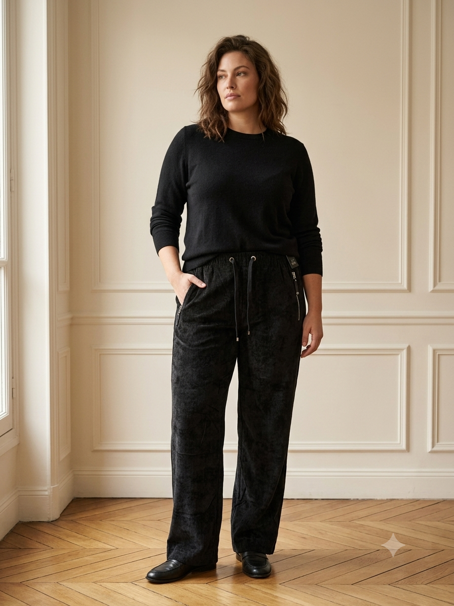 Pantalon Velours Côtelé – Coupe Ample Cordon de Serrage