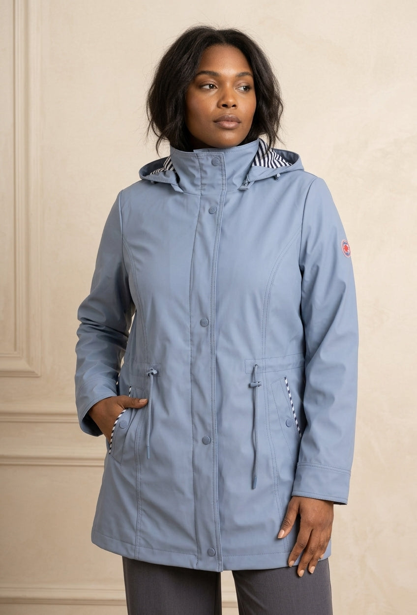 Veste Imperméable Femme Doublure Rayée à Capuche – WM361