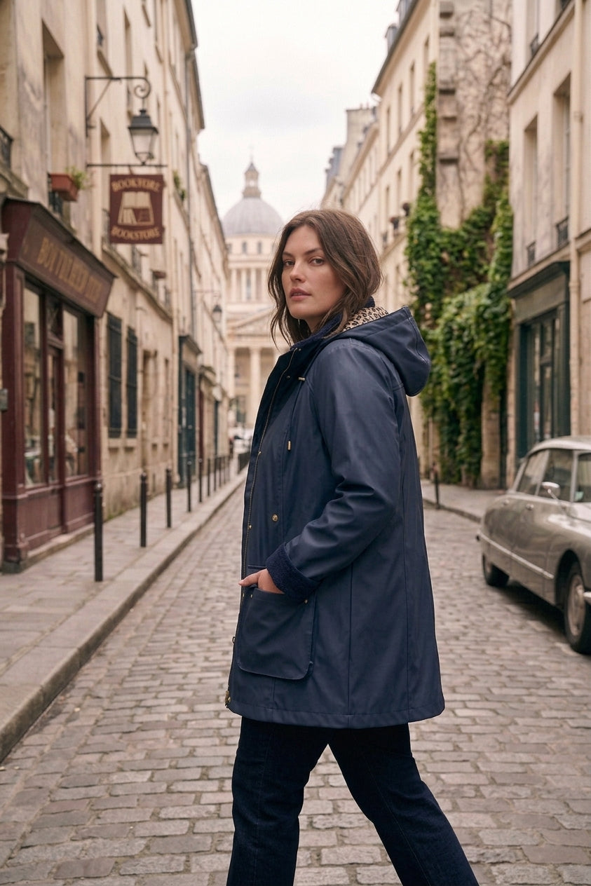 Veste Imperméable Femme Doublée Léopard – Ciel, Marine, Or, Kaki | JRT26
