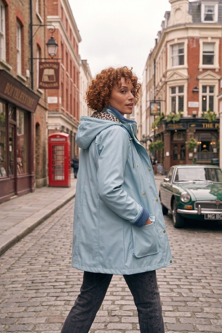 Veste Imperméable Femme Doublée Léopard – Ciel, Marine, Or, Kaki | JRT26