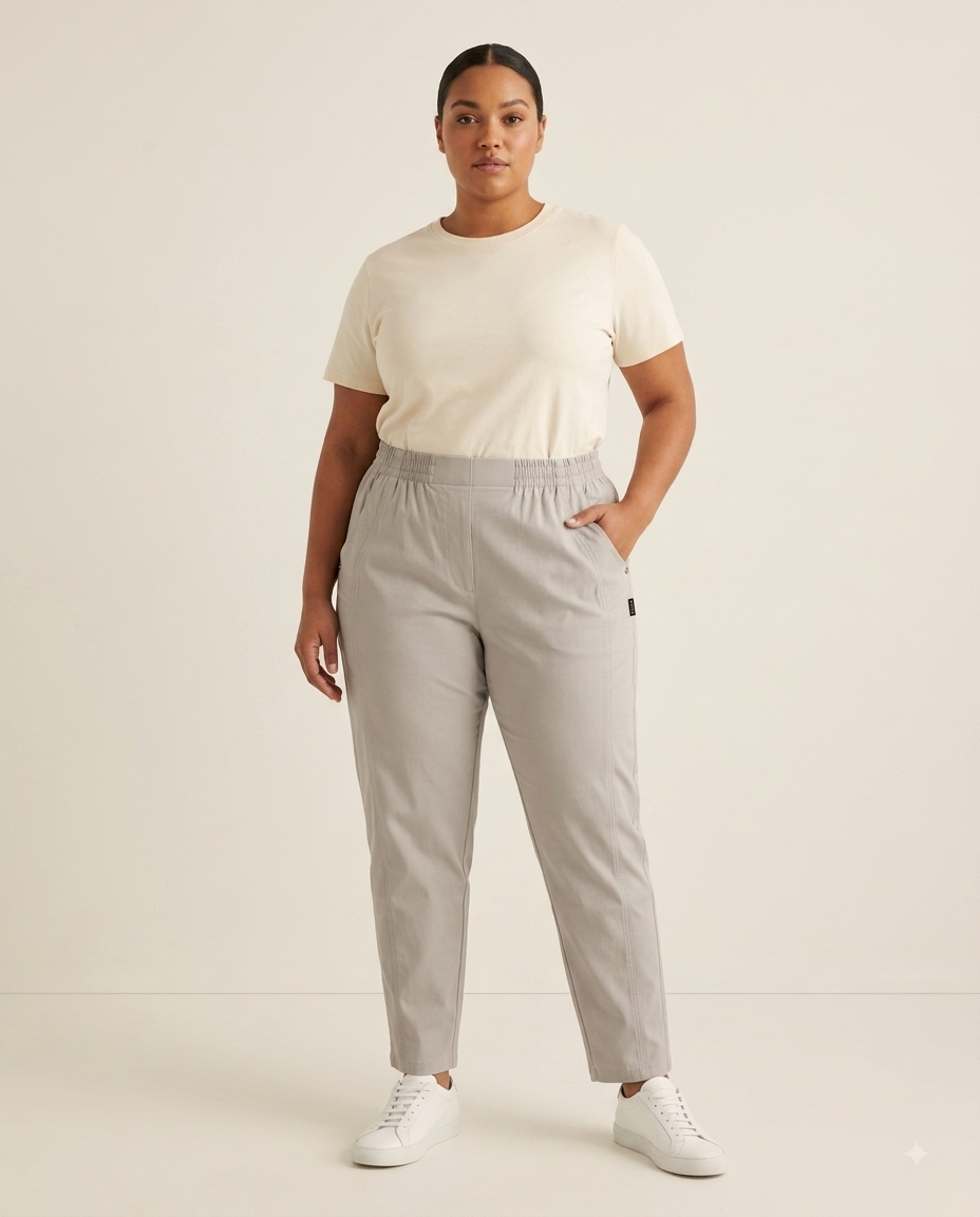 Pantalon Coton Taille Élastique Poches Zippées – K1004