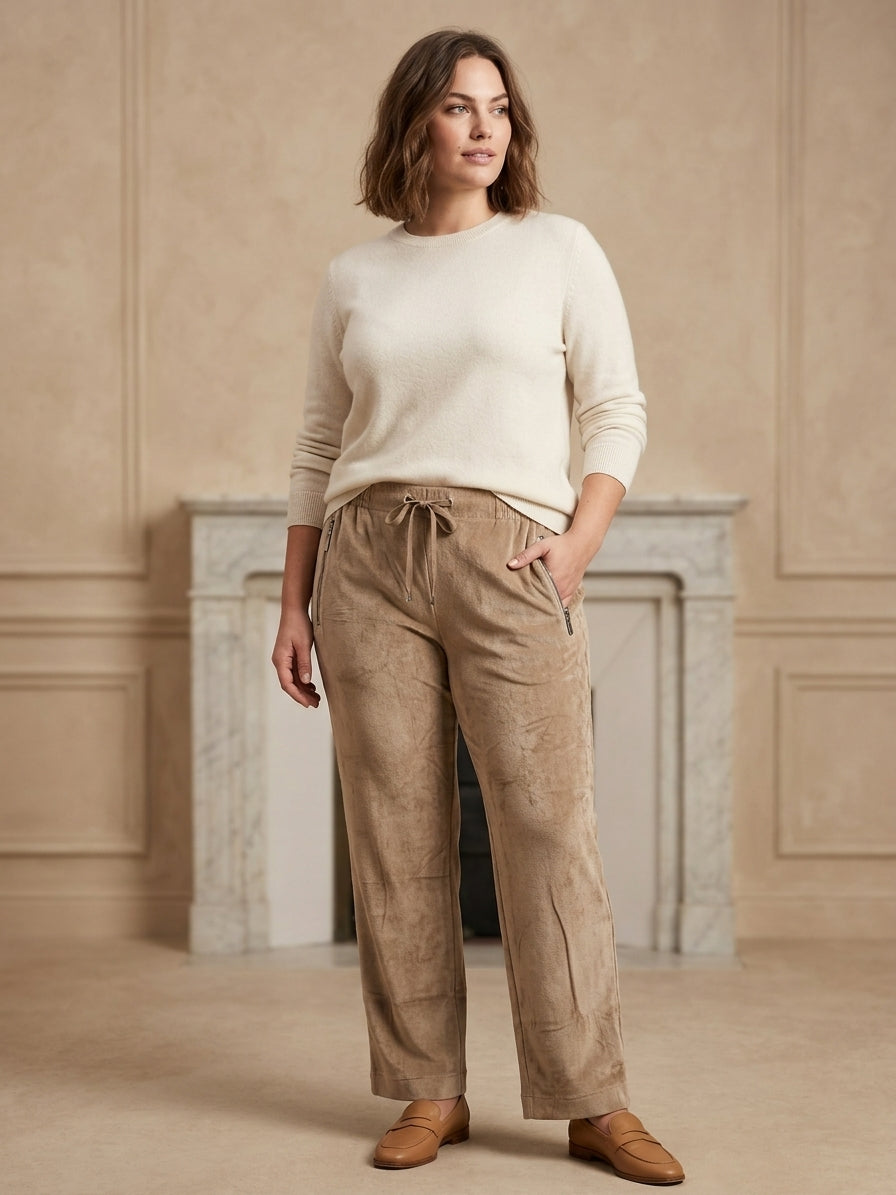 Pantalon Velours Côtelé – Coupe Ample Cordon de Serrage