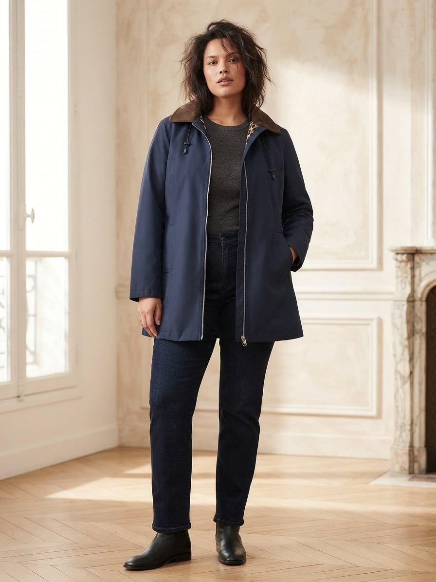 Veste Femme Col Velours Doublée Léopard – WB710