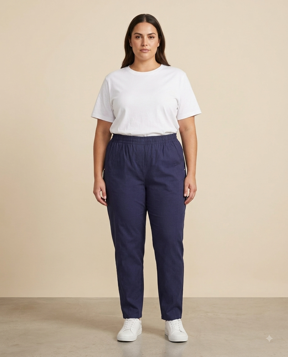 Pantalon Coton Taille Élastique Poches Zippées – K1004