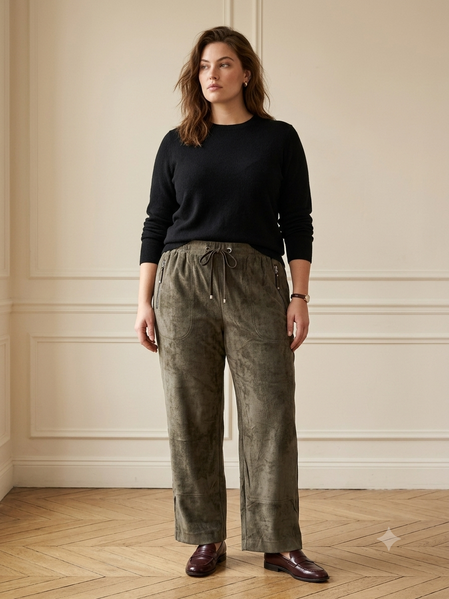 Pantalon Velours Côtelé – Coupe Ample Cordon de Serrage