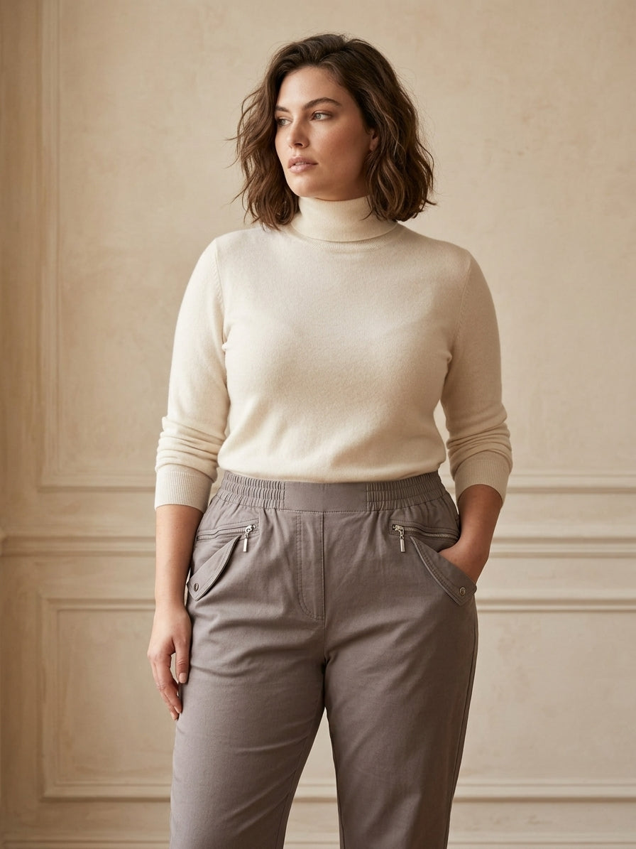 Pantalon Doublé Fourré Femme – Taille Élastique Poche Zippée