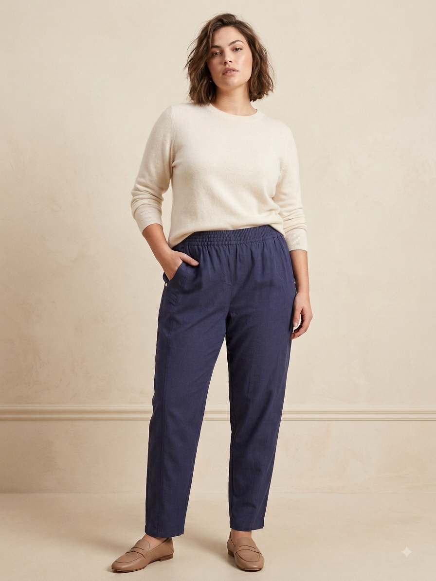 Pantalon Coton Taille Élastique Poches Zippées – K1004