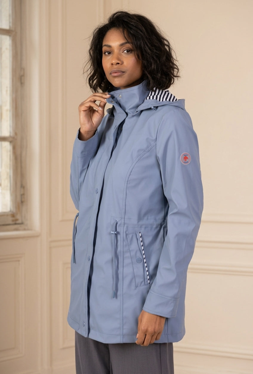 Veste Imperméable Femme Doublure Rayée à Capuche – WM361