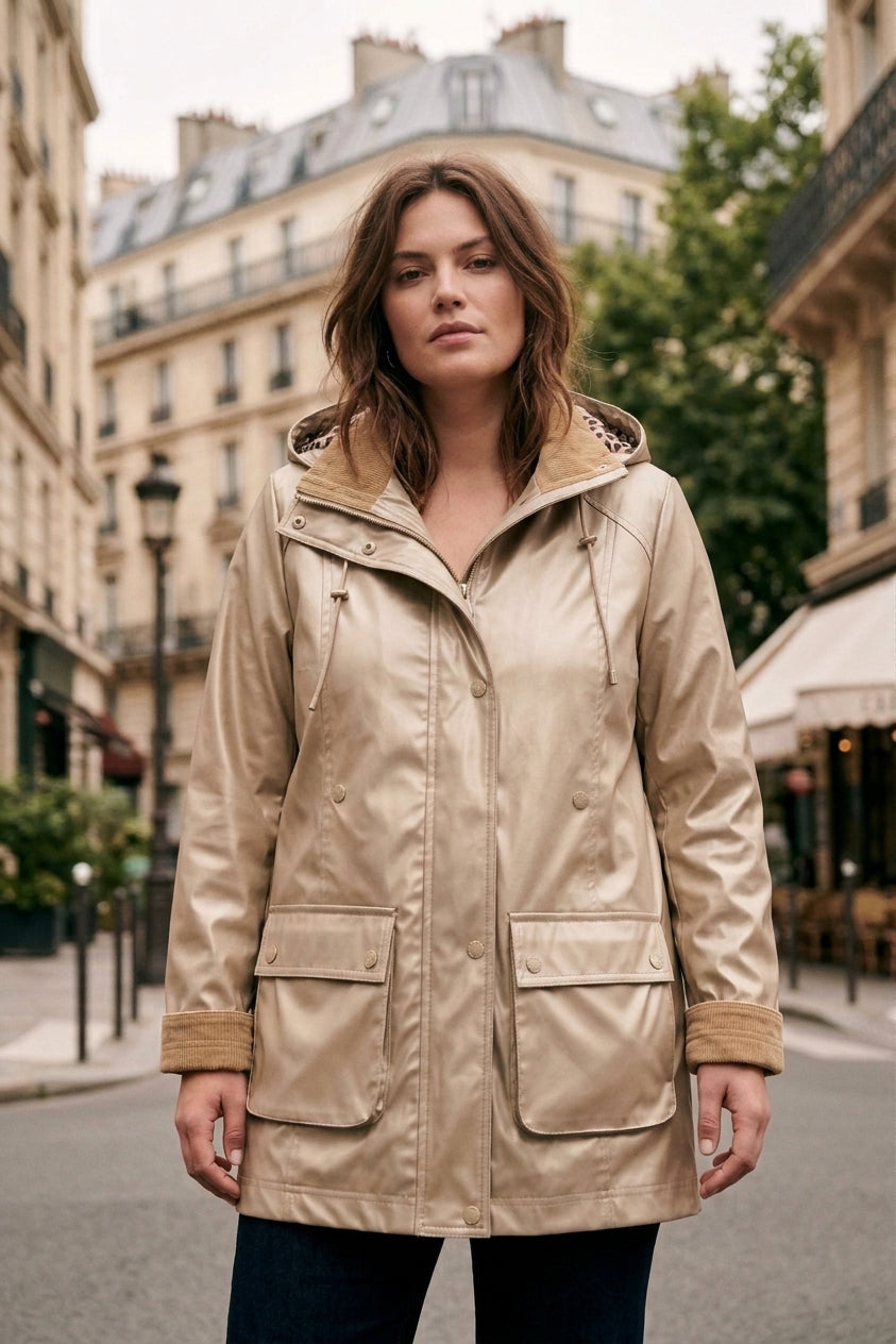 Veste Imperméable Femme Doublée Léopard – Ciel, Marine, Or, Kaki | JRT26