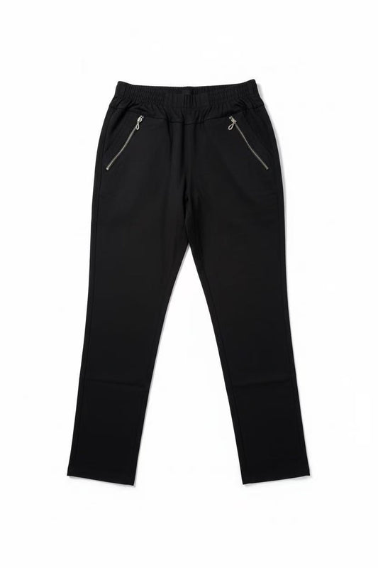 Pantalon Sport Doublé Femme – Taille Élastique Double Poche Zippée