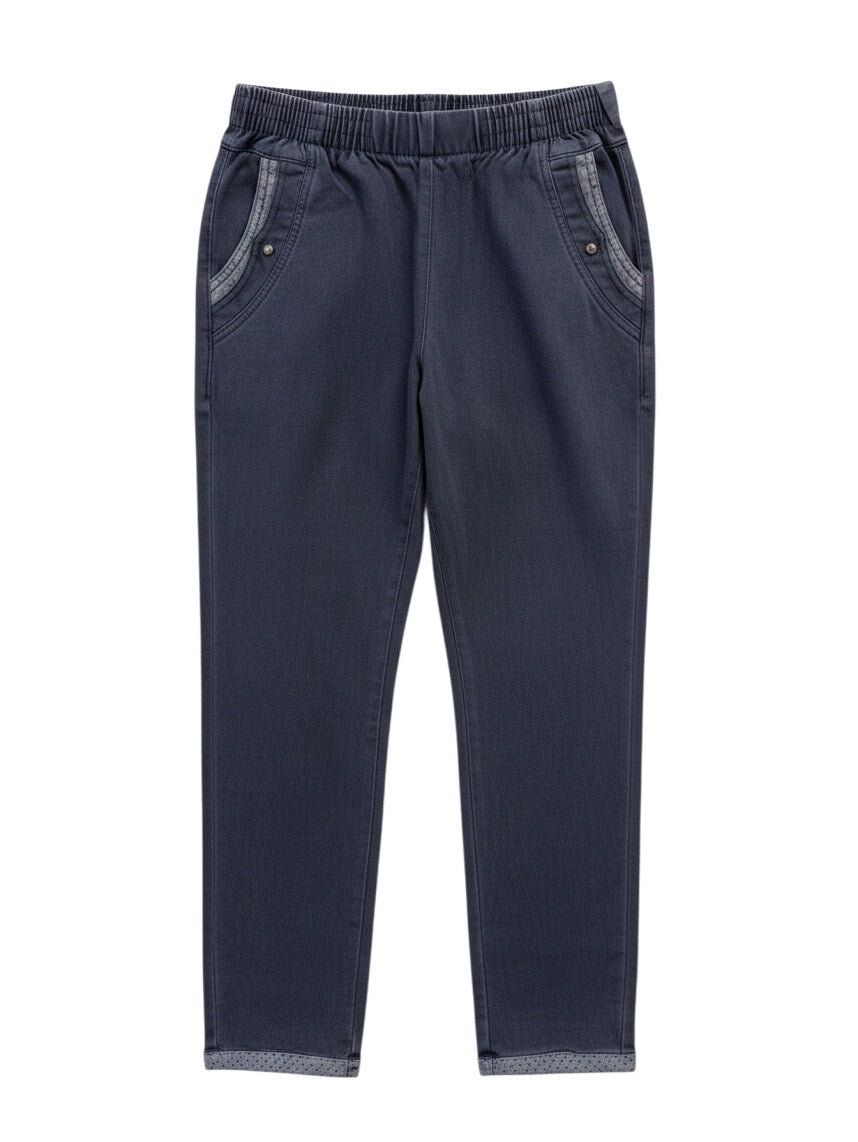 Jean Femme Taille Élastique – Coupe Droite Revers Fixe NJ43