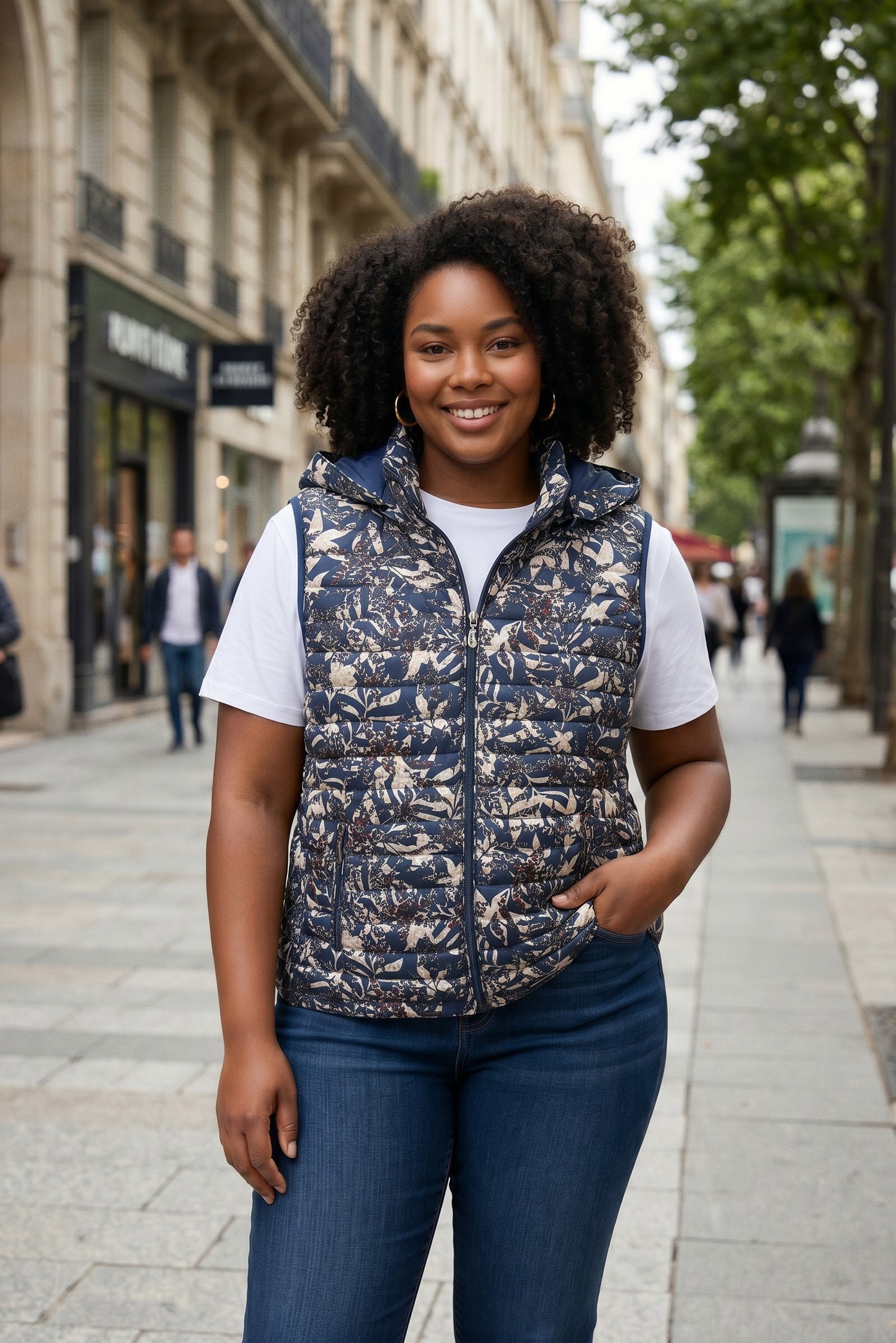 Doudoune Sans Manche Fleurie – Saturne Paris | Mi-saison Casual Chic